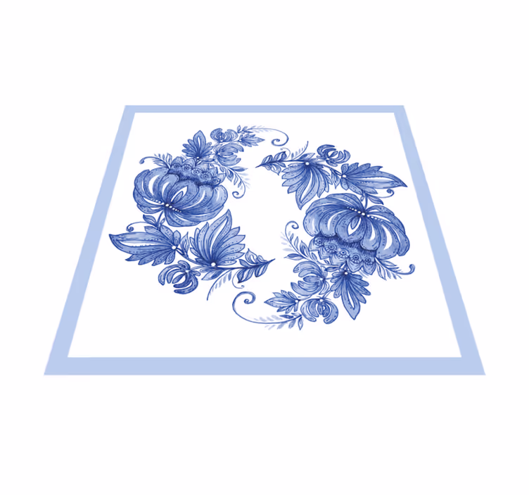 Alfombra vinílica flores diseño floral azul - TenVinilo