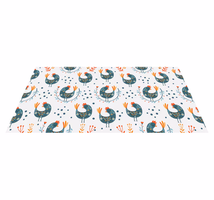 Alfombra vinílica flores pollos y flores - TenVinilo