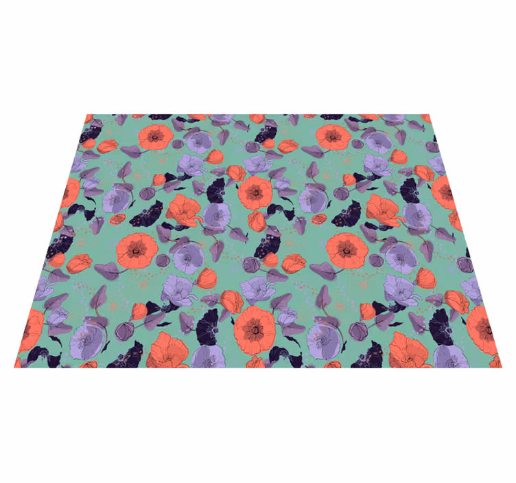 Alfombra vinílica flores amapolas elegantes - TenVinilo