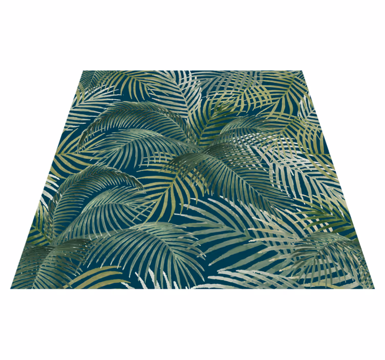 Alfombra vinílica flores con diseño de hojas tropicales - TenVinilo