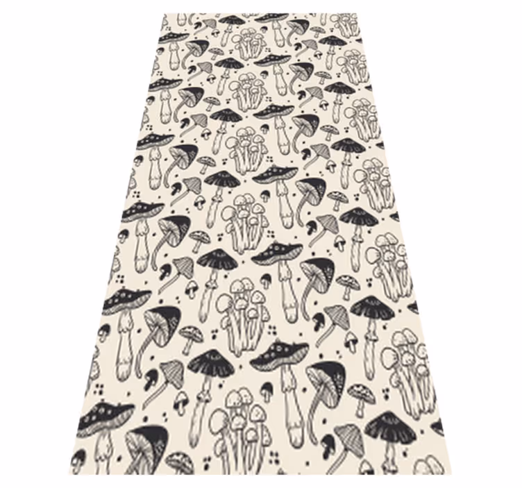 Alfombra vinílica flores patrón de hongos negros - TenVinilo