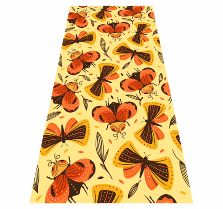 Alfombra vinílica flores imagen de mariposa en flor - TenVinilo