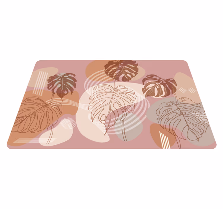 Alfombra vinílica flores dibujo continuo de hojas - TenVinilo