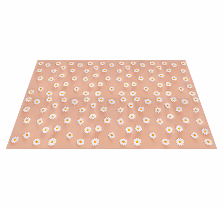 Alfombra vinílica flores patrón margaritas moderno - TenVinilo