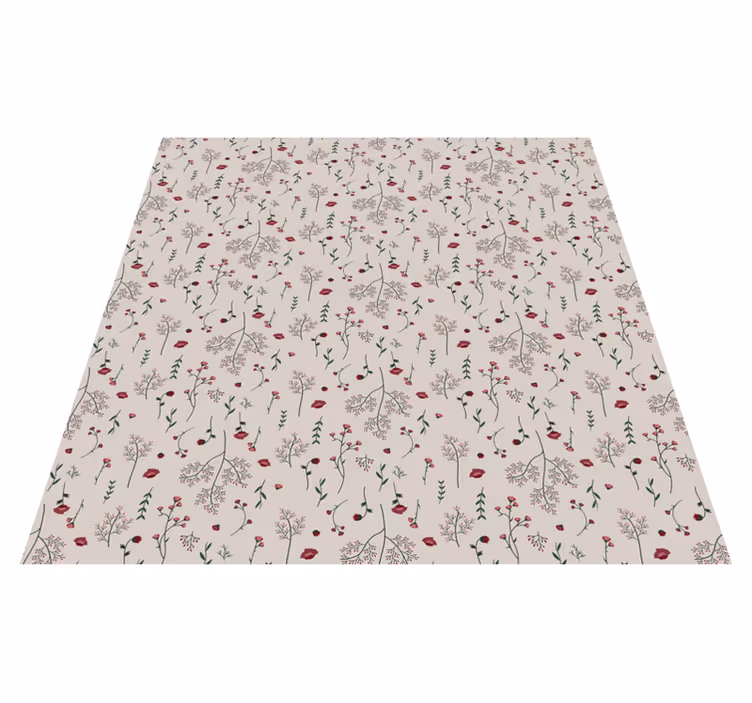 Alfombra vinílica flores diseño minimalista rojo - TenVinilo