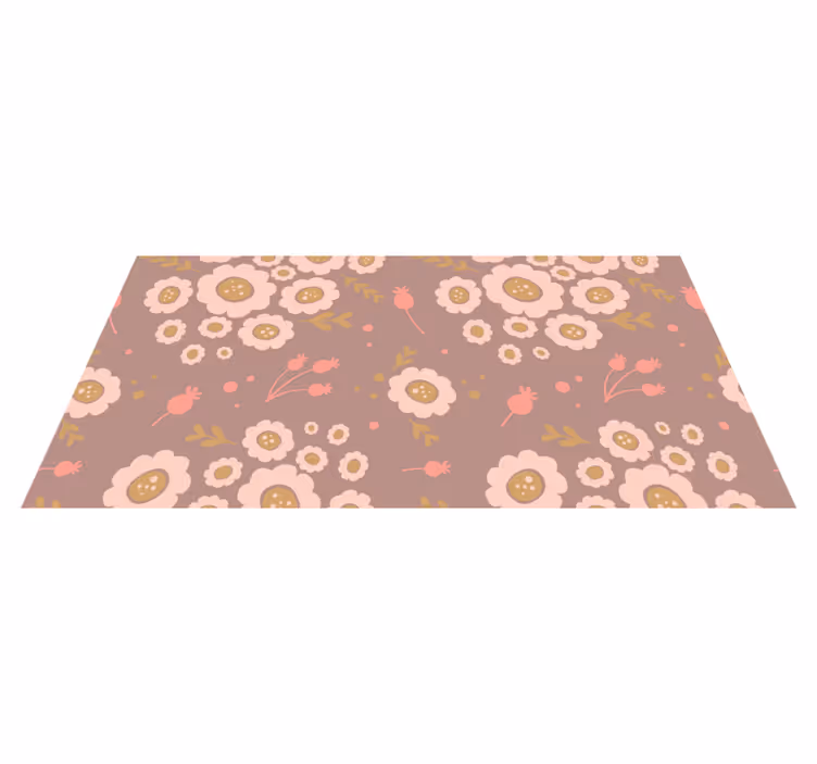 Alfombra vinílica flores diseño de arte popular pastel - TenVinilo