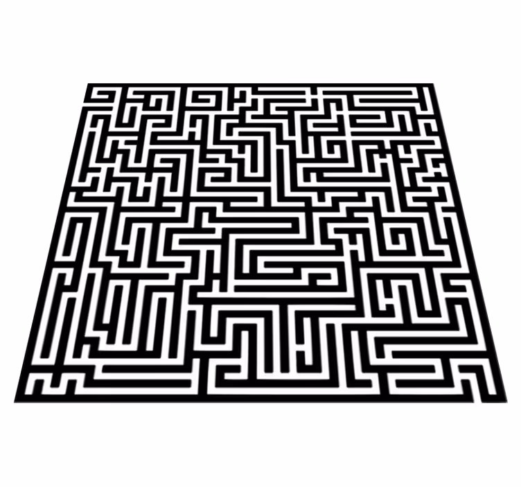 Alfombra vinilo comedor laberinto en blanco y negro - TenVinilo