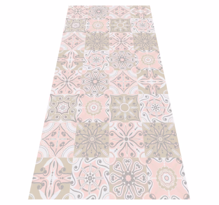 Alfombra vinílica cocina azulejo rosa y gris - TenVinilo