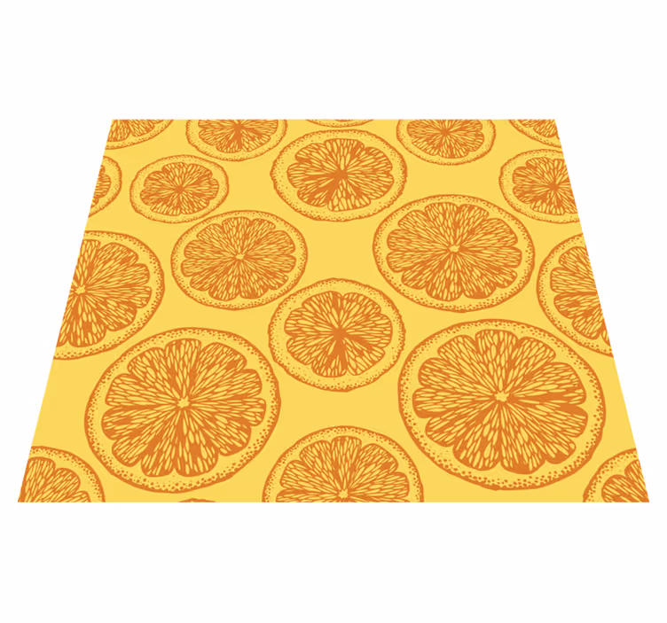 Alfombra vinílica cocina patrón naranja dibujado a mano - TenVinilo