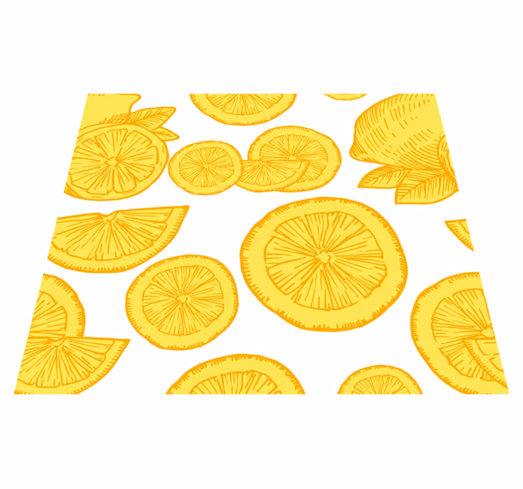 Alfombra vinílica cocina dibujo de naranja y limón - TenVinilo