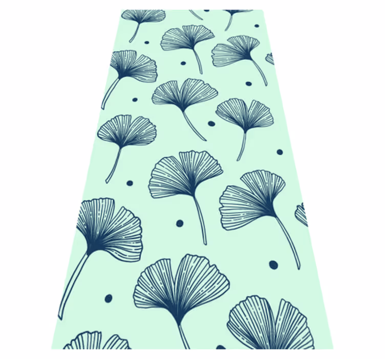 Alfombra vinílica cocina wallpaper floral azul - TenVinilo