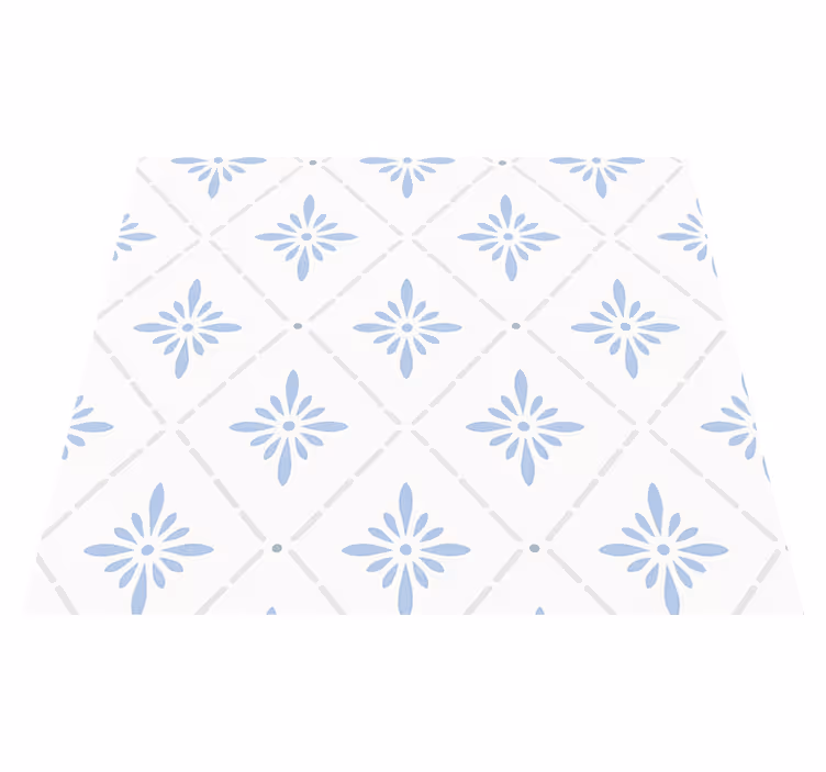 Alfombra vinílica cocina azulejos rombo azul - TenVinilo