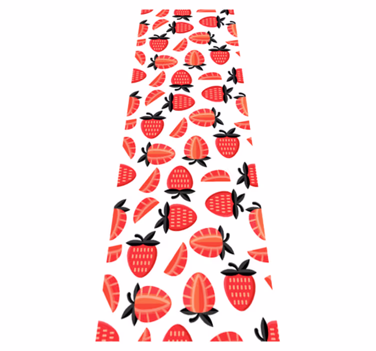 Alfombra vinílica cocina con diseño de fresas rojas - TenVinilo