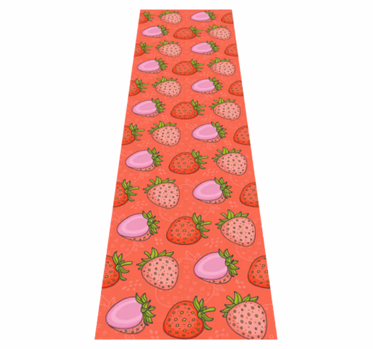 Alfombra vinílica cocina fresas rojas y rosas - TenVinilo