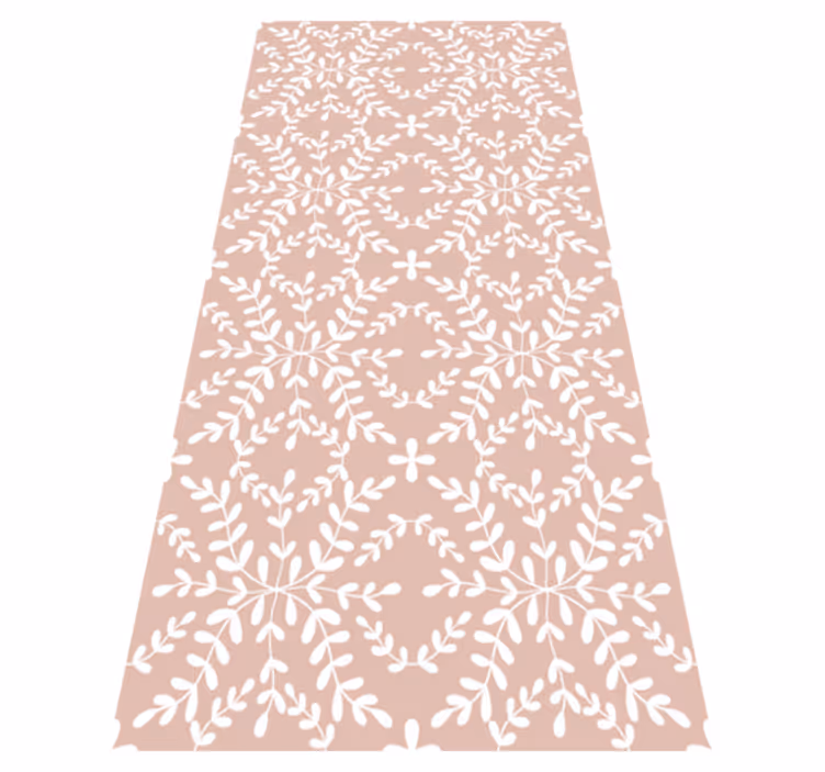 Alfombra vinílica flores diseño hojas ornamentales vintage - TenVinilo