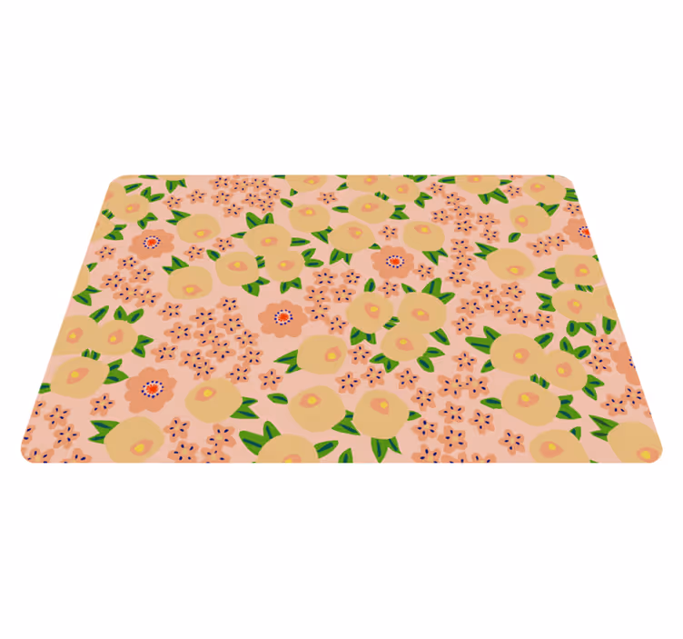 Alfombra vinílica flores diseño floral en tonos durazno - TenVinilo