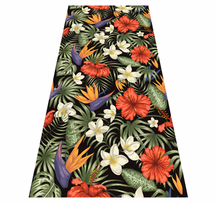 Alfombra vinílica flores diseño plantas tropicales - TenVinilo