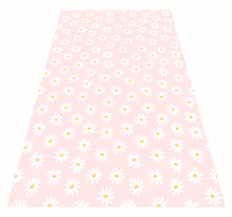 Alfombra vinílica dormitorio con diseño de flores margarita - TenVinilo