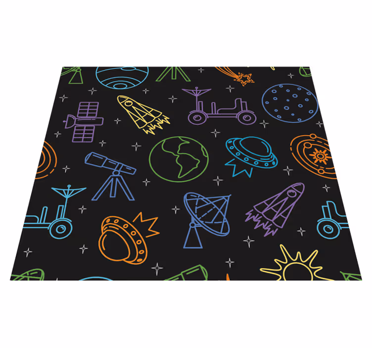 Alfombra vinílica de estrellas íconos espaciales - TenVinilo