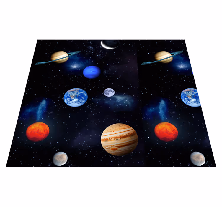 Alfombra vinílica de estrellas cosmos espacio planetas - TenVinilo