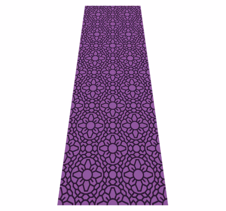 Alfombra vinílica geométrica flores moradas círculo - TenVinilo