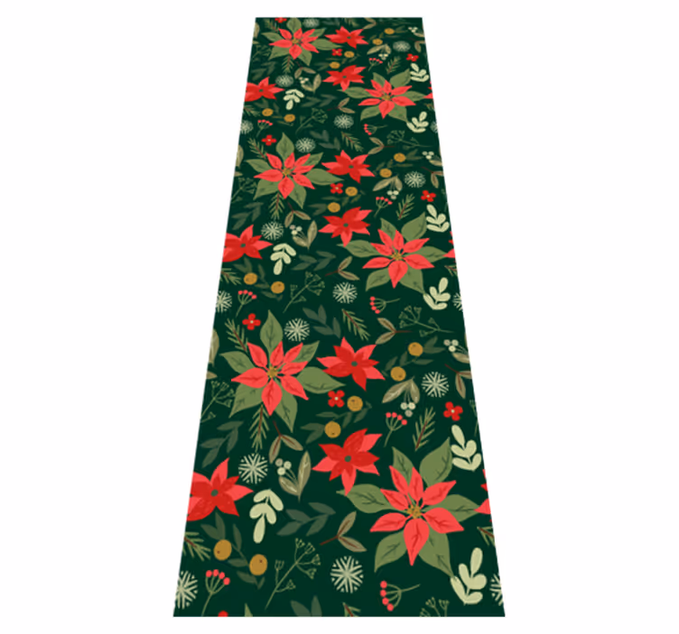 Alfombra vinílica navidad decoraciones con hojas - TenVinilo