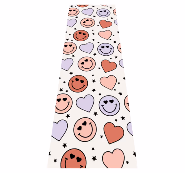 Alfombra vinílica dormitorio amor y caritas sonrientes - TenVinilo
