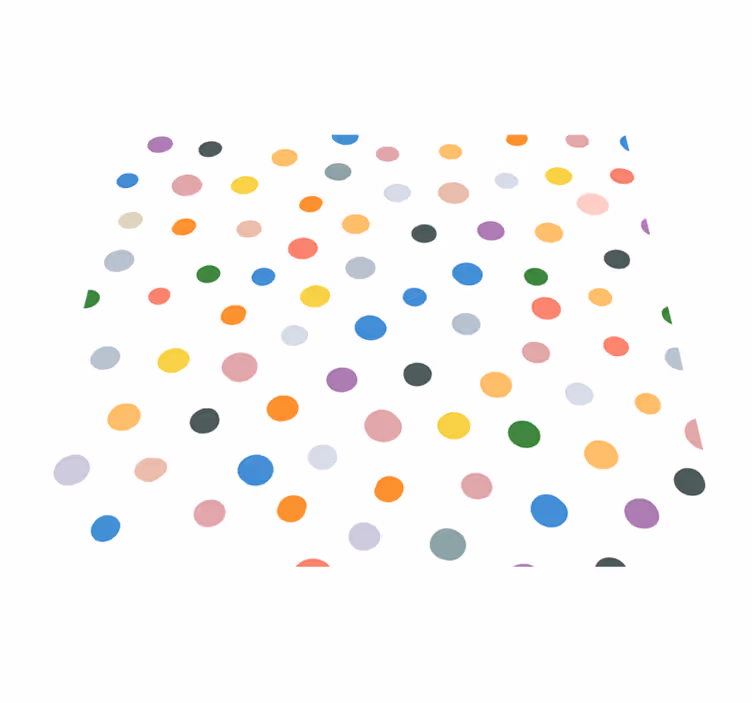 Alfombra vinílica dormitorio puntos de colores sobre blanco - TenVinilo
