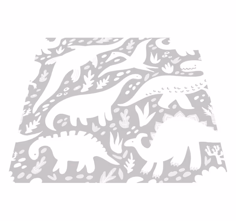 Alfombra vinílica dormitorio patrón dinosaurio blanco - TenVinilo