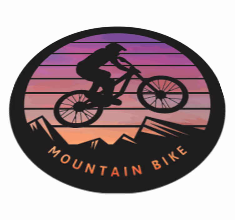Alfombra vinílica naturaleza montañas ciclista de montaña - TenVinilo