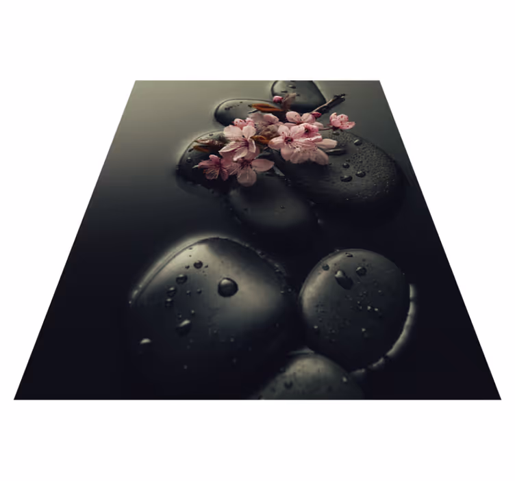 Alfombra vinílica naturaleza ambiente zen con piedra - TenVinilo