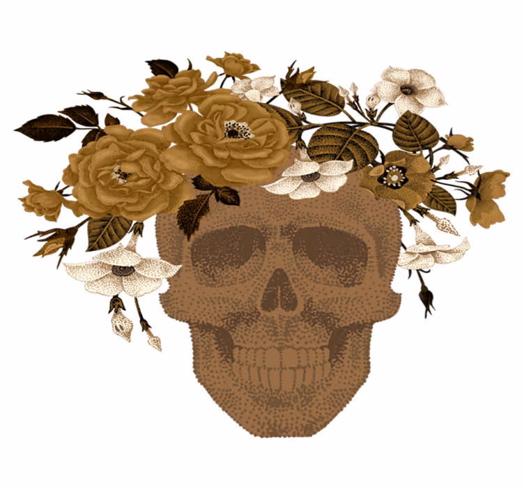 Alfombra vinílica naturaleza arreglo floral de calavera - TenVinilo