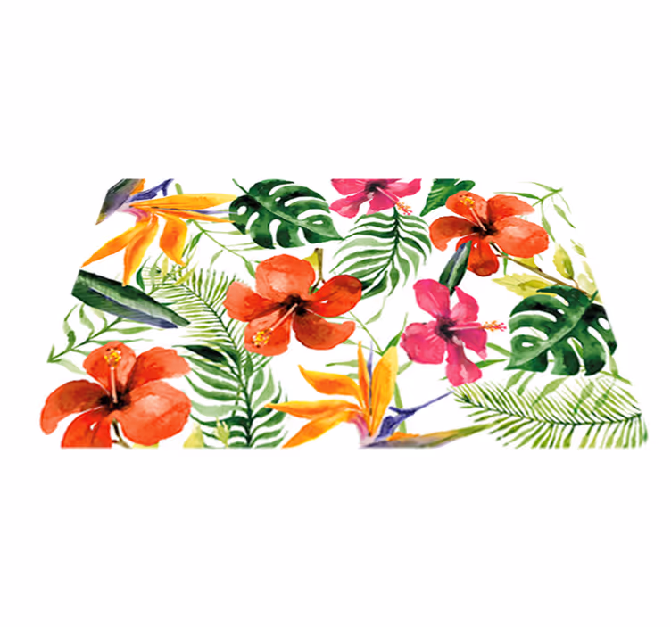 Alfombra vinílica flores y pegatinas de monstera deliciosa - TenVinilo