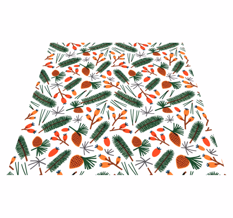 Alfombra vinílica flores con patrones de hojas de otoño - TenVinilo