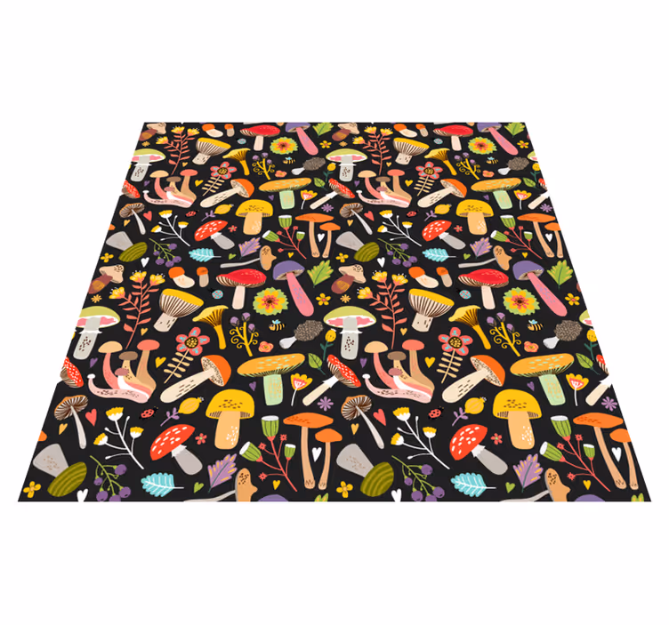 Alfombra vinílica flores patrón setas de otoño - TenVinilo