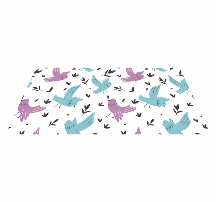 Alfombra vinílica flores ilustración de aves y plantas - TenVinilo