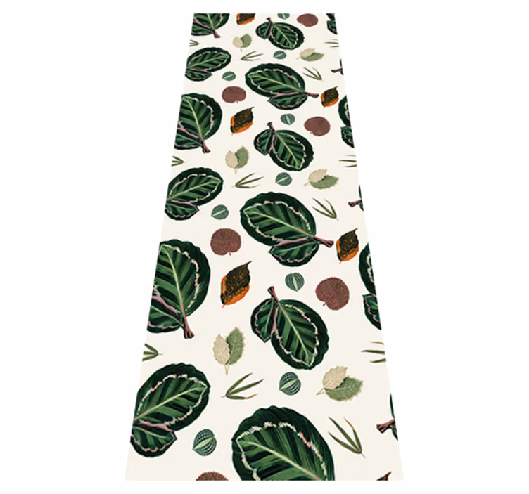 Alfombra vinílica dormitorio hojas de maranta verde roja - TenVinilo