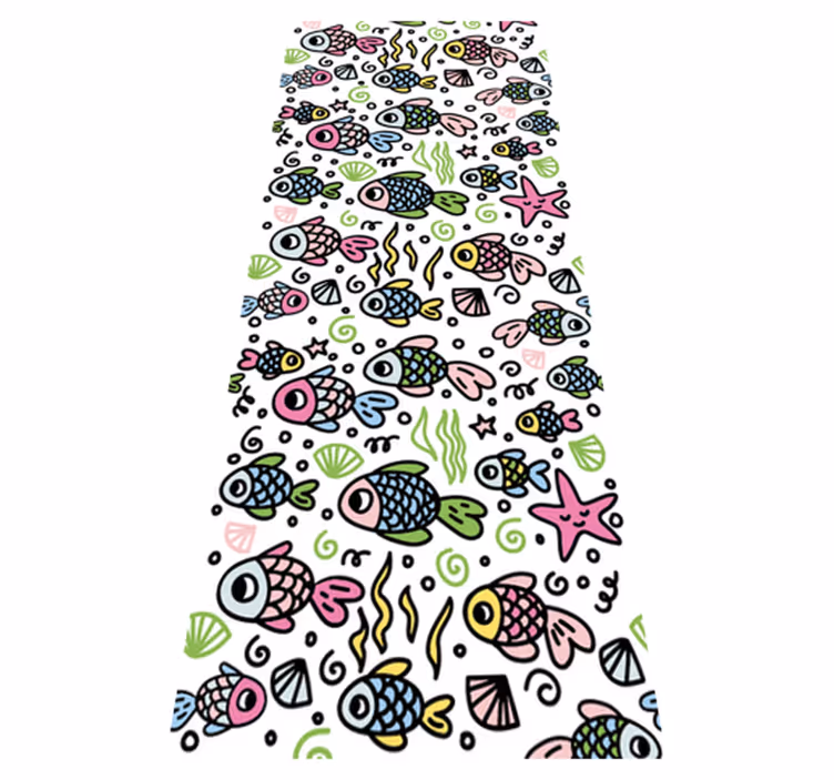 Alfombra vinílica dormitorio peces multicolor - TenVinilo