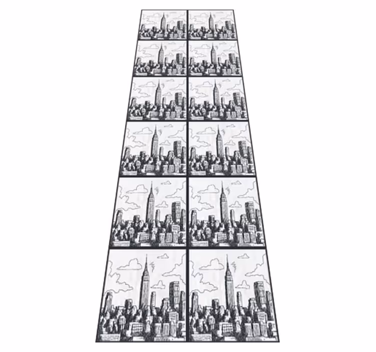 Alfombra vinílica dormitorio collage de bocetos de nyc - TenVinilo