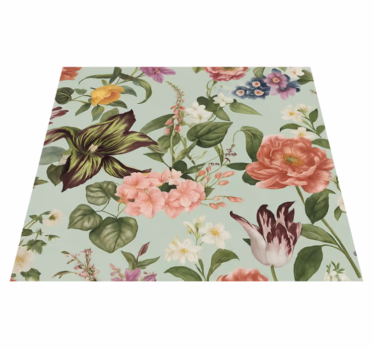 Alfombra vinílica dormitorio floral colorido de primavera - TenVinilo