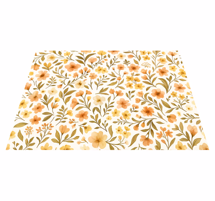 Alfombra vinílica dormitorio flores vintage floral - TenVinilo