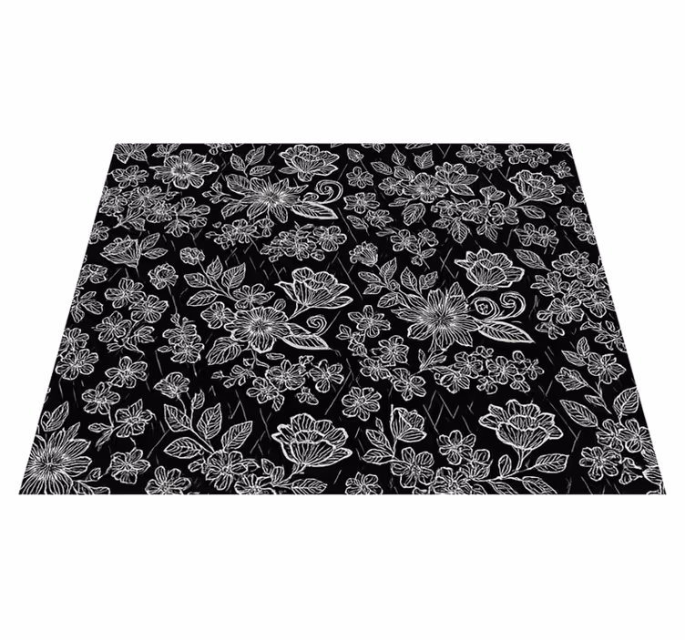 Alfombra vinílica dormitorio diseño floral oscuro - TenVinilo
