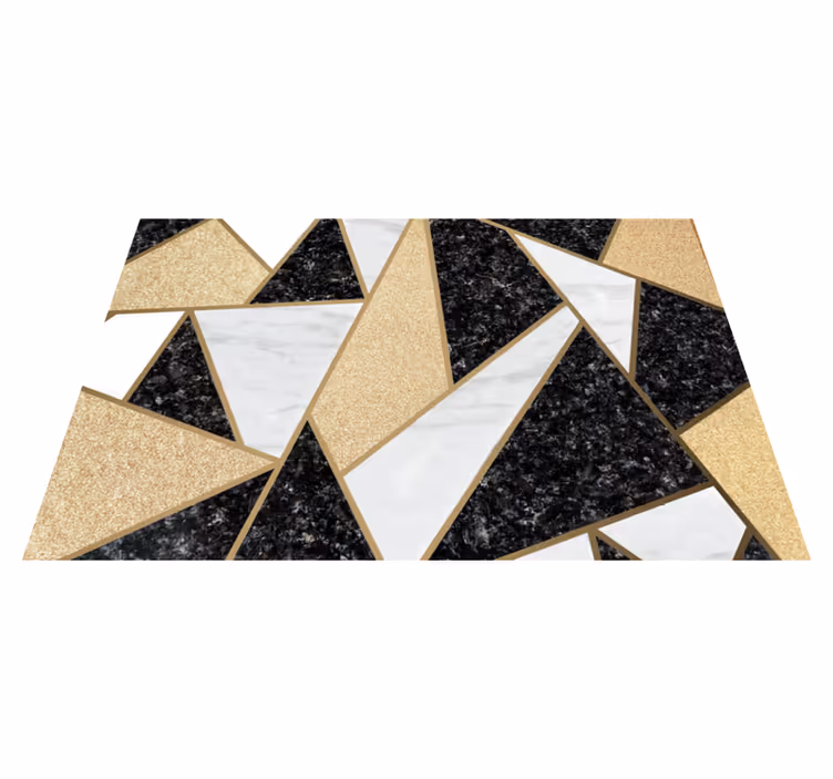 Alfombra vinílica geométrica azulejos mármol blanco y negro - TenVinilo