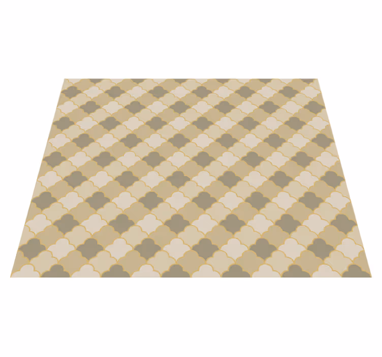 Alfombra vinílica geométrica patrón art déco beige - TenVinilo