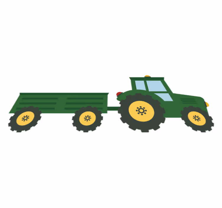 Alfombra vinílica infantil tractor verde y vagón - TenVinilo