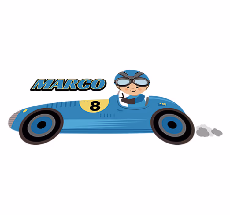 Alfombra vinílica infantil coche de fórmula 1 con nombre - TenVinilo
