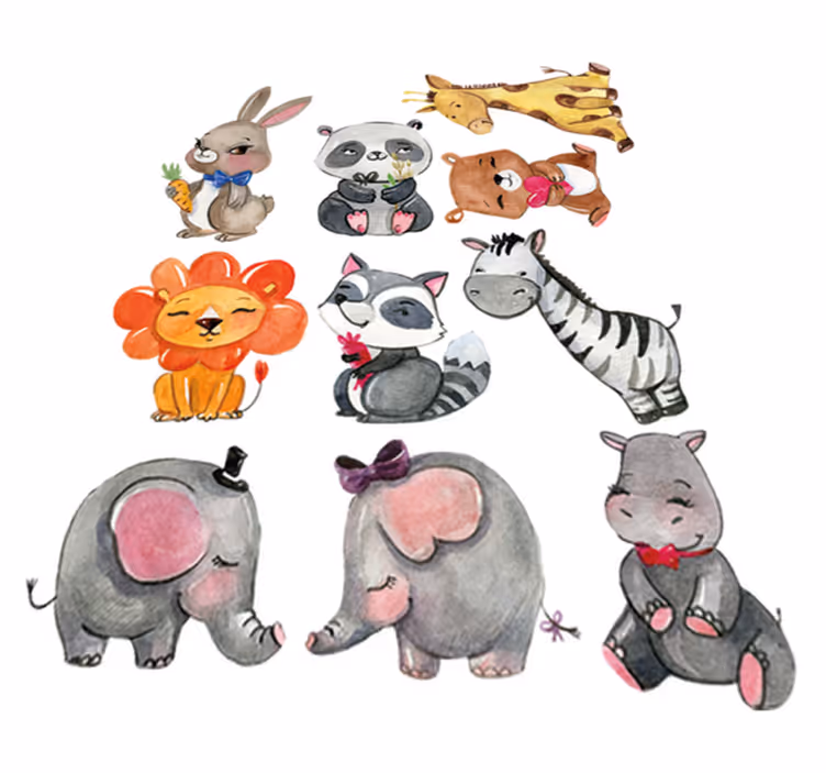 Alfombra vinílica infantil con pegatinas de animales - TenVinilo