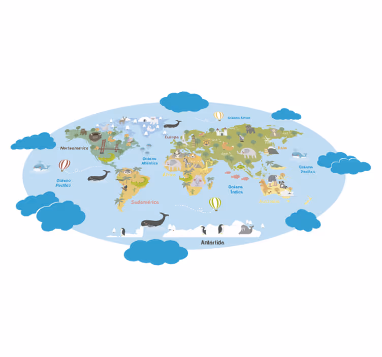 Alfombra vinílica infantil planisferio mundial - TenVinilo