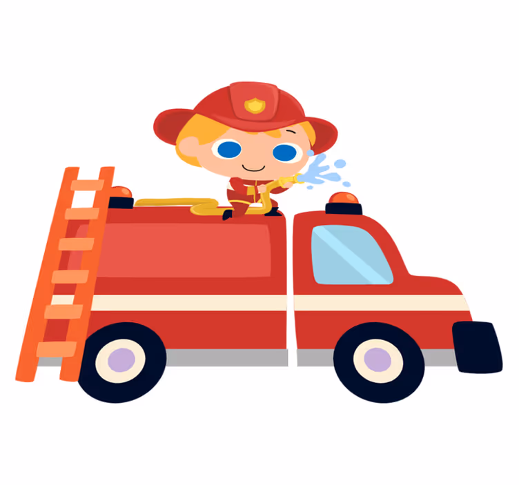 Alfombra vinílica infantil coche rojo bombero - TenVinilo