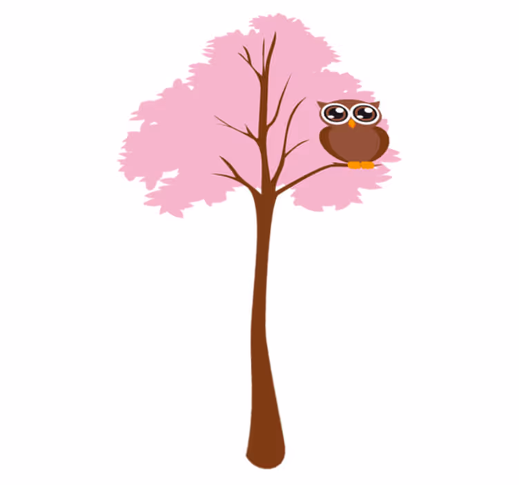 Alfombra vinílica infantil Árbol rosa con búho - TenVinilo